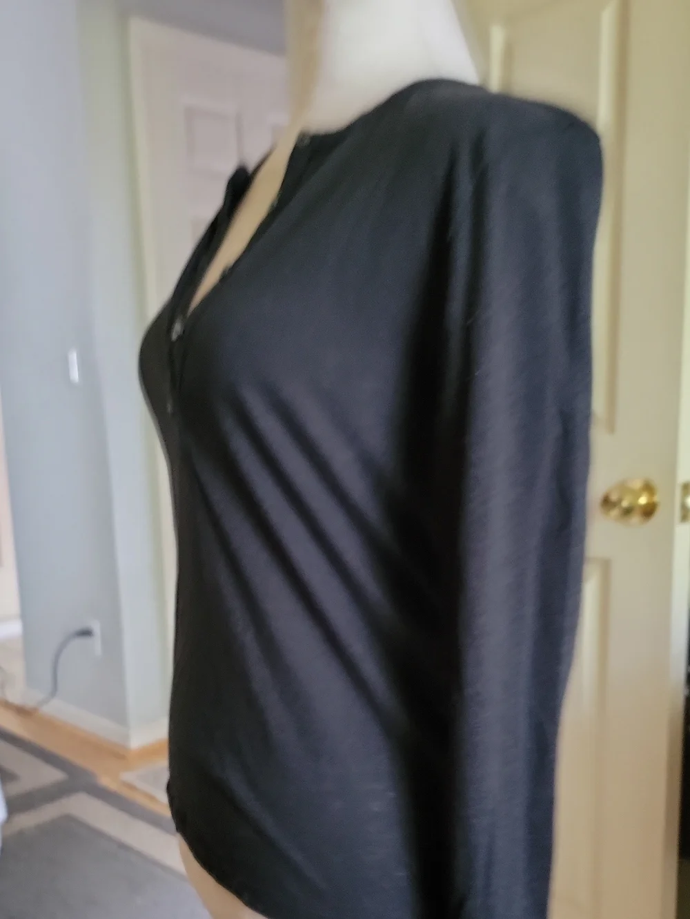 J Crew mercantile Classic Long Sleeve Henley Top in Black